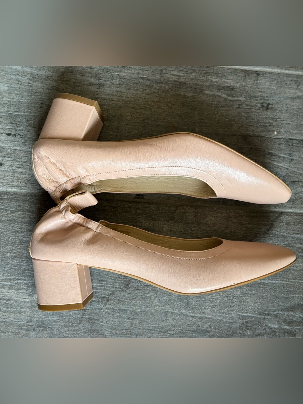 EVERLANE the day heel in pale pink block heel leather ITALY